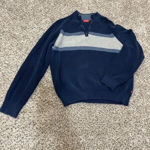 Blue knit zip up